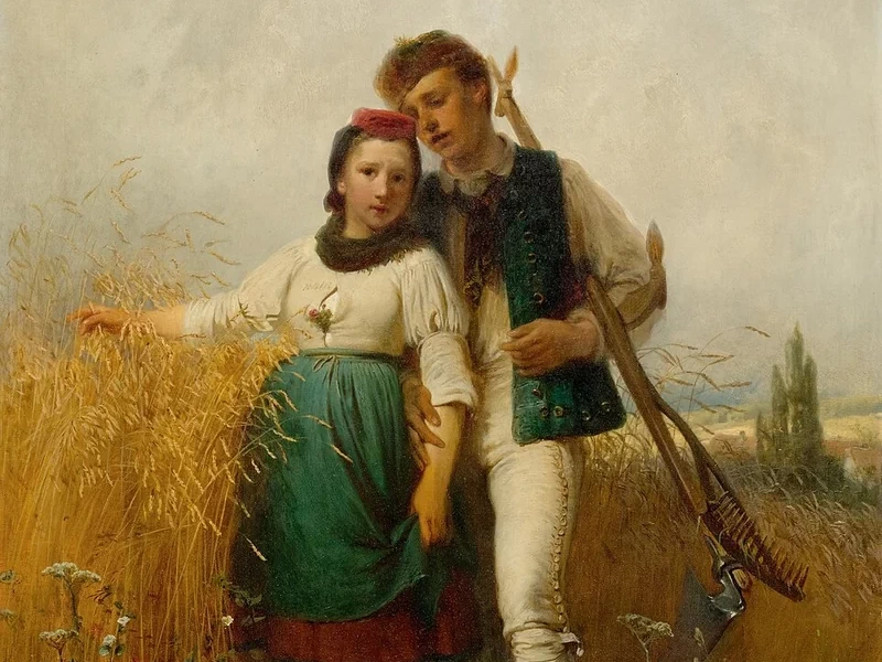 1837-Karl Raupp - Giovane coppia di contadini ai margini di un campo, 1868